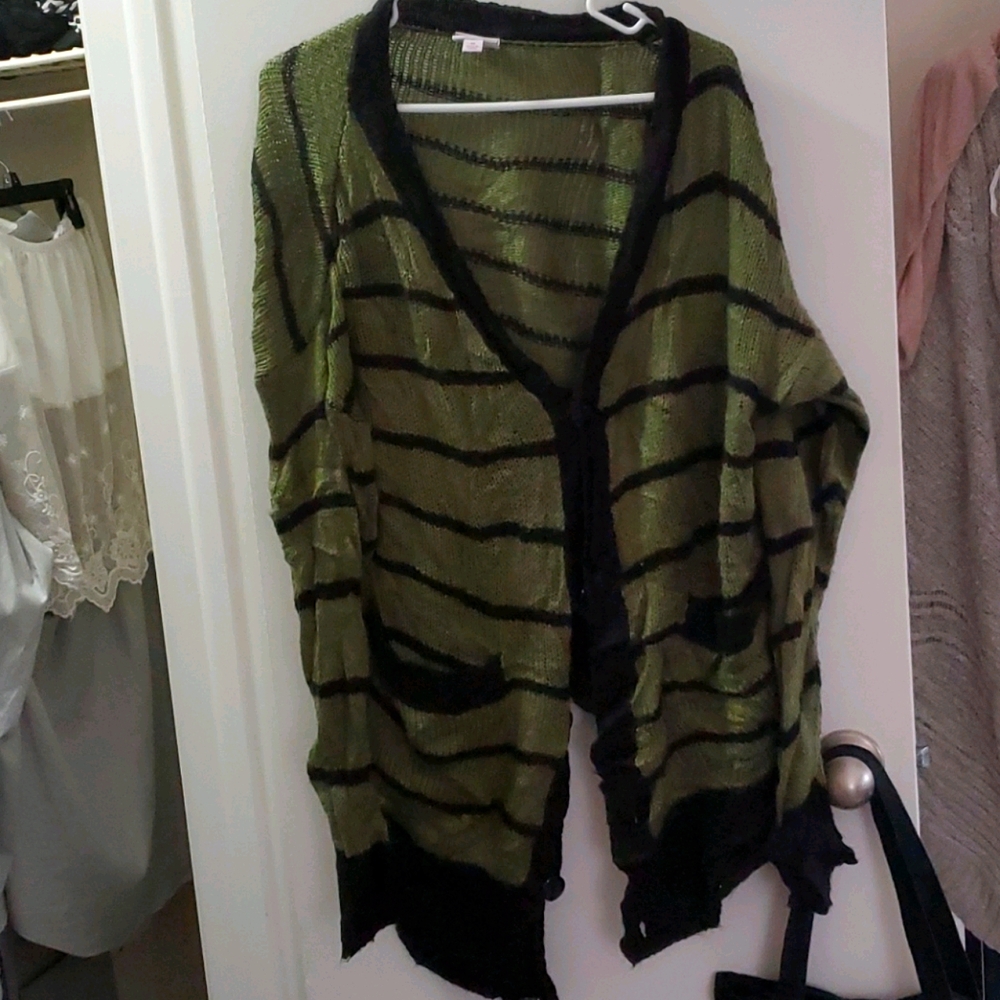Lularoe Cardigan Size Medium Green and Black
